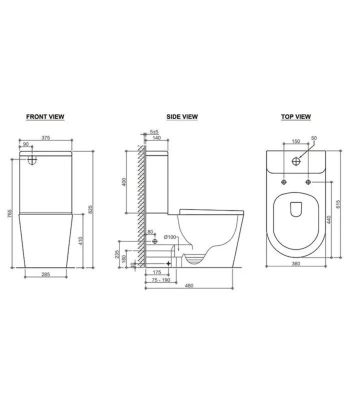 Oasis Matt Black Rimless Wall Faced Toilet Suite
