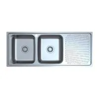 Otus 1180x480x177mm Stainless Steel Double Bowl Sink with Drainer - LHB Otus 1180x480x177mm Stainless Steel Double Bowl Sink with Drainer - LHB