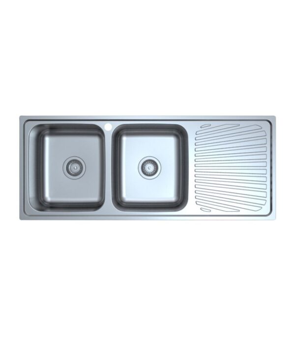 Otus 1180x480x177mm Stainless Steel Double Bowl Sink with Drainer - LHB