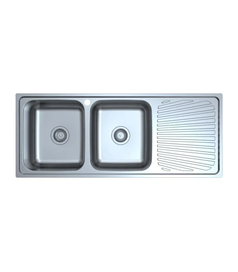 Otus 1180x480x177mm Stainless Steel Double Bowl Sink with Drainer - LHB