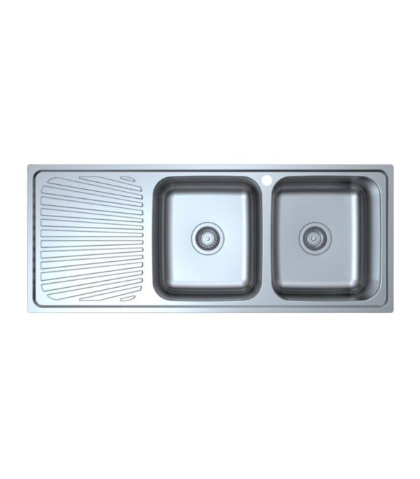Otus 1180x480x177mm Stainless Steel Double Bowl Sink with Drainer - RHB