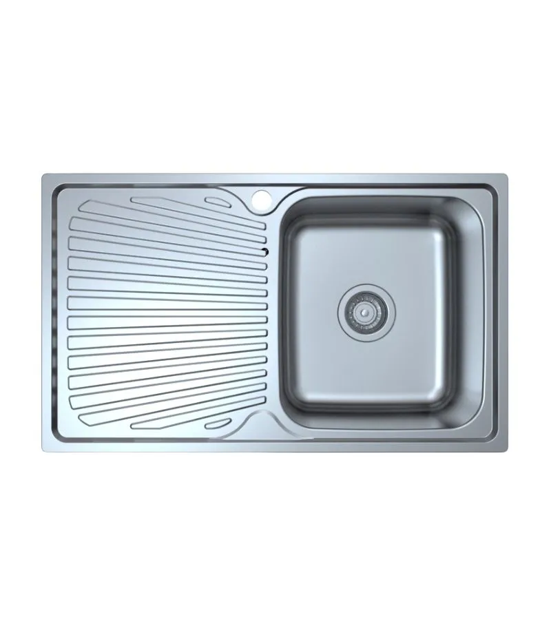Otus 800x480x177mm Single Bowl Sink with Drainer - RHB