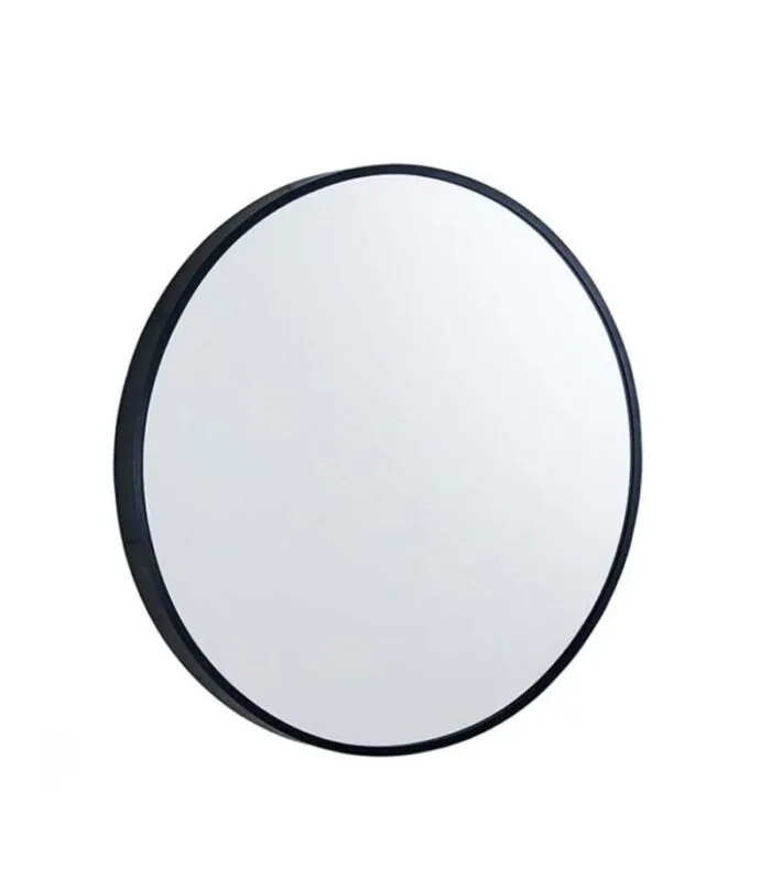 Aqua 600/800mm Matt Black Aluminum Frame Round Hanging Mirror