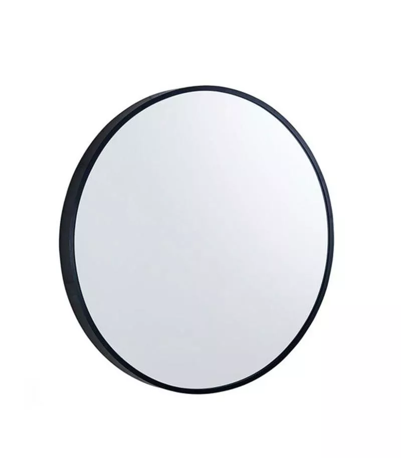 Aqua 600/800mm Matt Black Aluminum Frame Round Hanging Mirror
