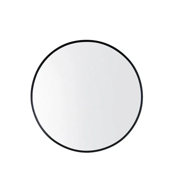 Aqua 600/800mm Matt Black Aluminum Frame Round Hanging Mirror