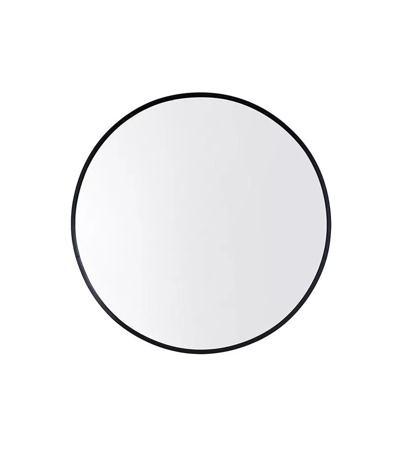 Aqua 600/800mm Matt Black Aluminum Frame Round Hanging Mirror