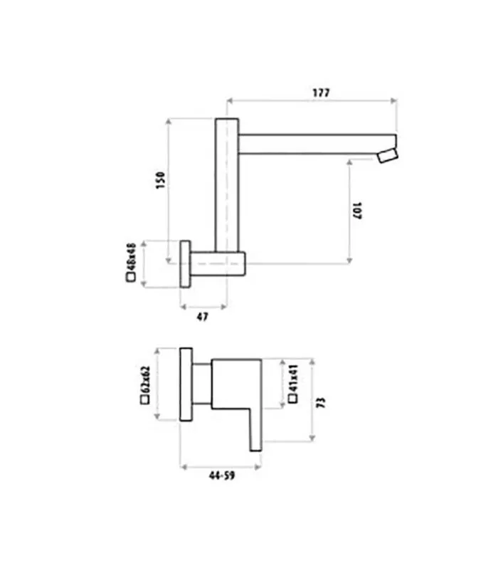 Specification For Bo Lauren Wall Sink Tap Set 3/4 Turn