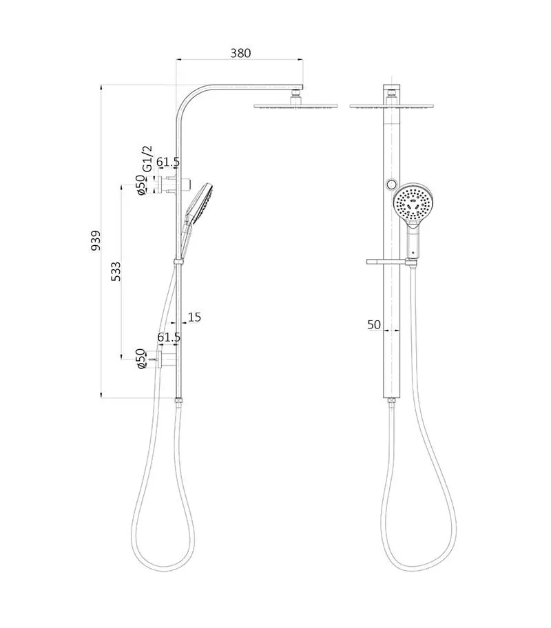 Regal Chrome Twin Shower Set With 6 Function Patent Hand shower
