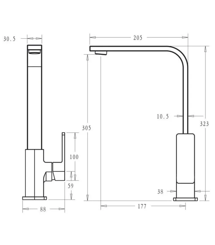 IKON Ceram Sink Mixer - Specification