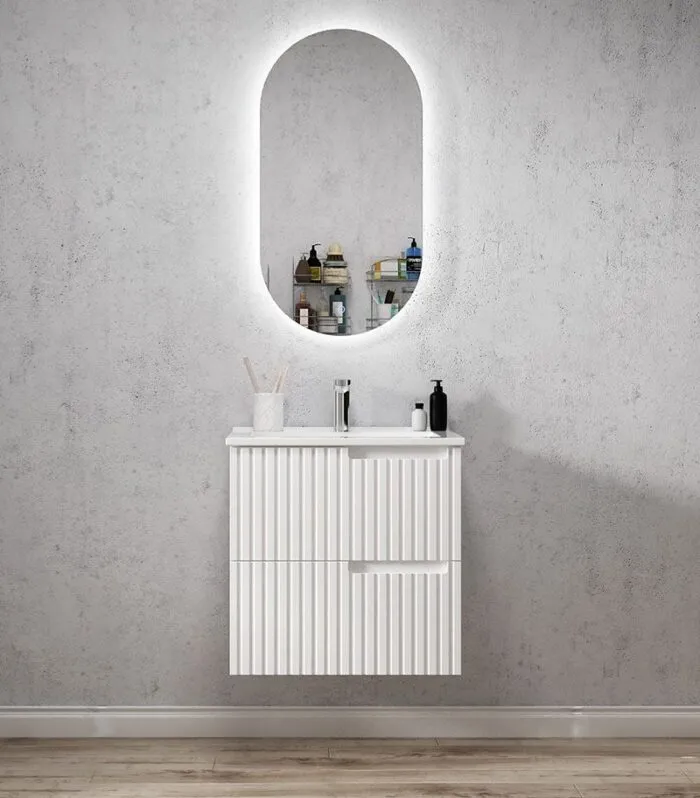 Noosa Matt White 600mm Plywood Wall Hung Vanity NS600WCT