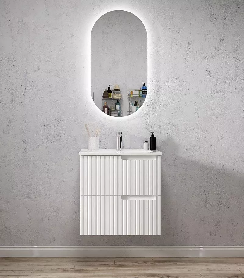 Noosa Matt White 600mm Plywood Wall Hung Vanity NS600WCT