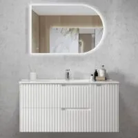 Noosa Matt White 1200mm Single Bowl Plywood Wall Hung Vanity Noosa Matt White 1200mm Single Bowl Plywood Wall Hung Vanity