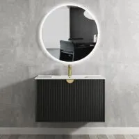 Marlo Matt Black 900mm Plywood Wall Hung Vanity Marlo Matt Black 900mm Plywood Wall Hung Vanity