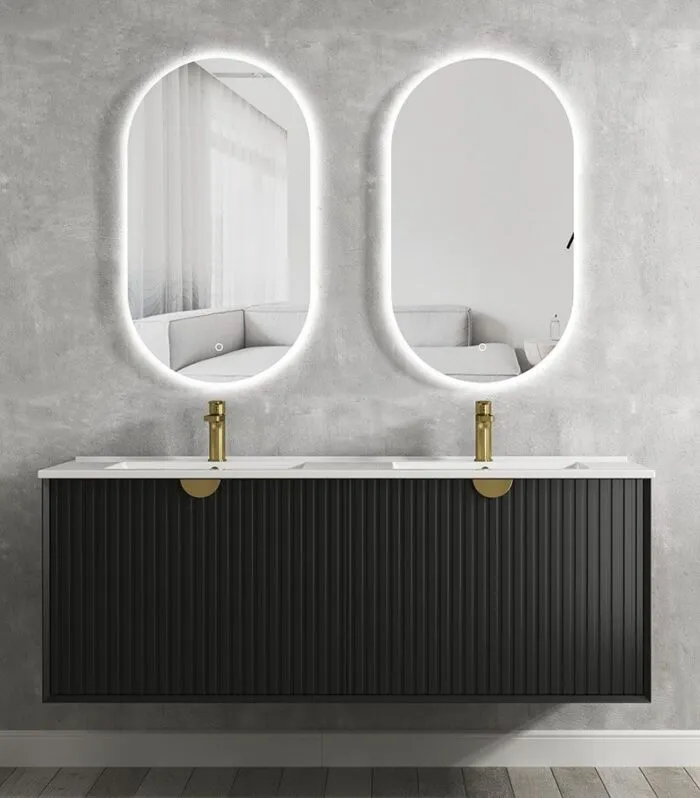 Marlo Matt Black 1500mm Double Bowls Plywood Wall Hung Vanity