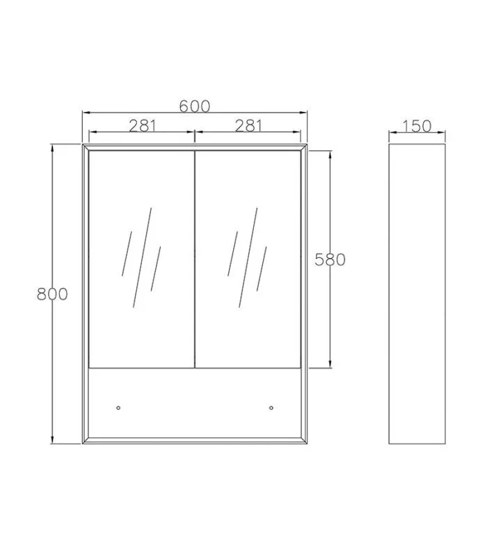 Marlo 600mm x 800mm Matt Black Shaving Cabinet With Shelf