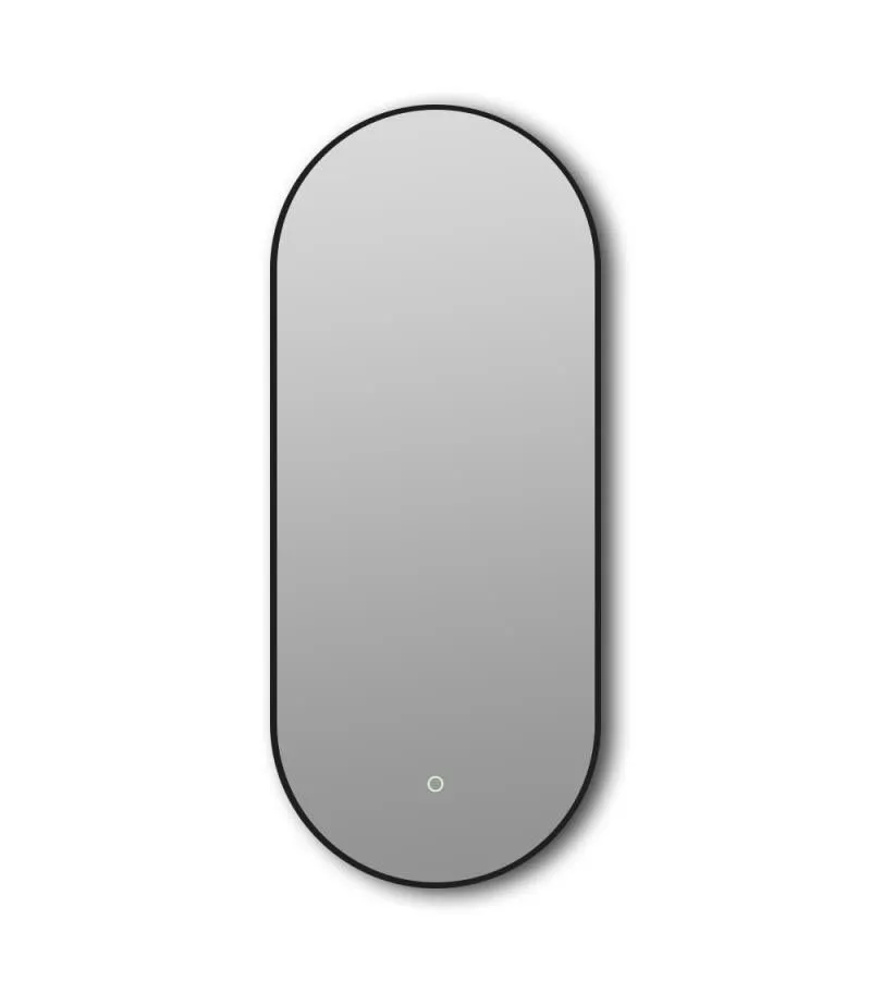 Reno 500mm x 900mm Matt Black Framed Arch LED Mirror