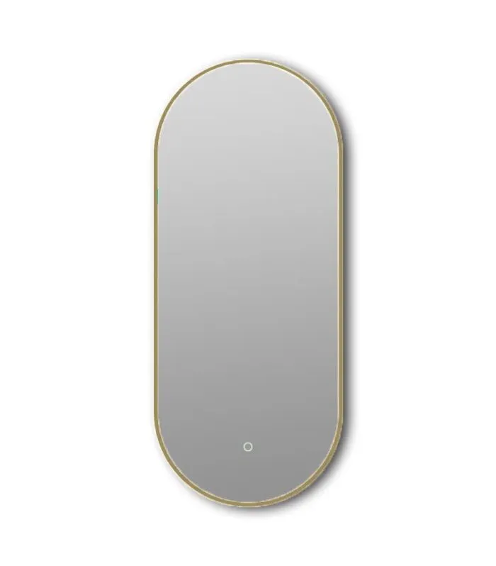 Reno 500mm x 900mm Brushed Gold Framed Arch LED Mirror