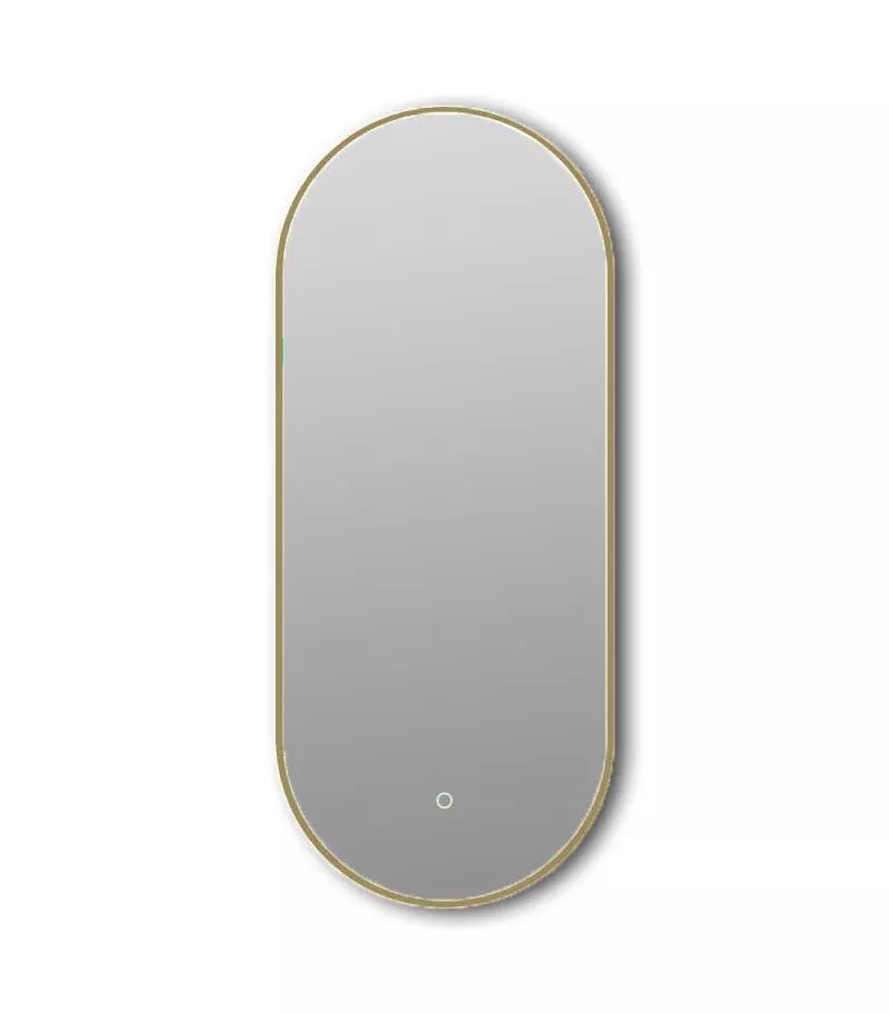 Reno 500mm x 900mm Brushed Gold Framed Arch LED Mirror