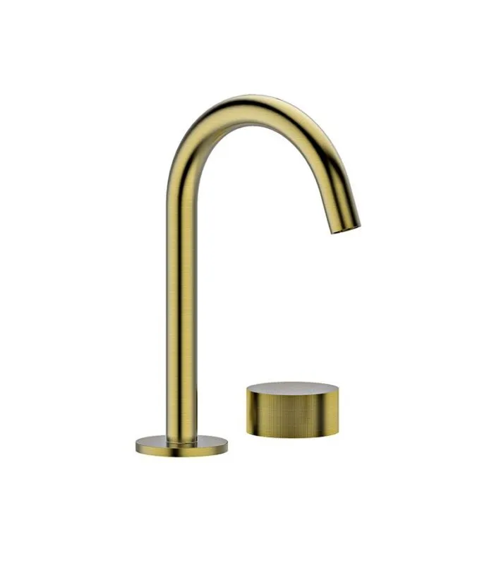 Qi Progressive Brushed Gold Basin Mixer