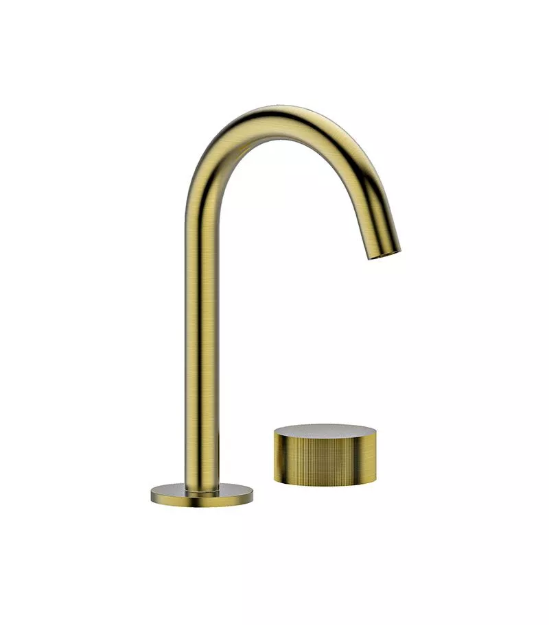 Qi Progressive Brushed Gold Basin Mixer