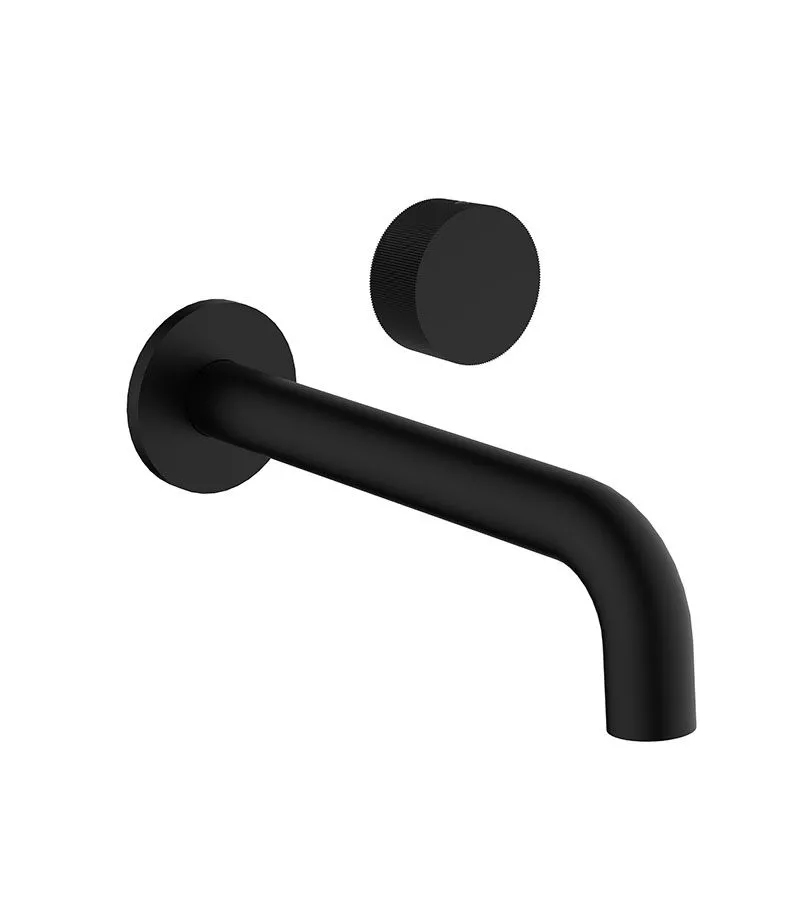 Qi Progressive Matt Black Wall Mounted Bath / Basin Mixer