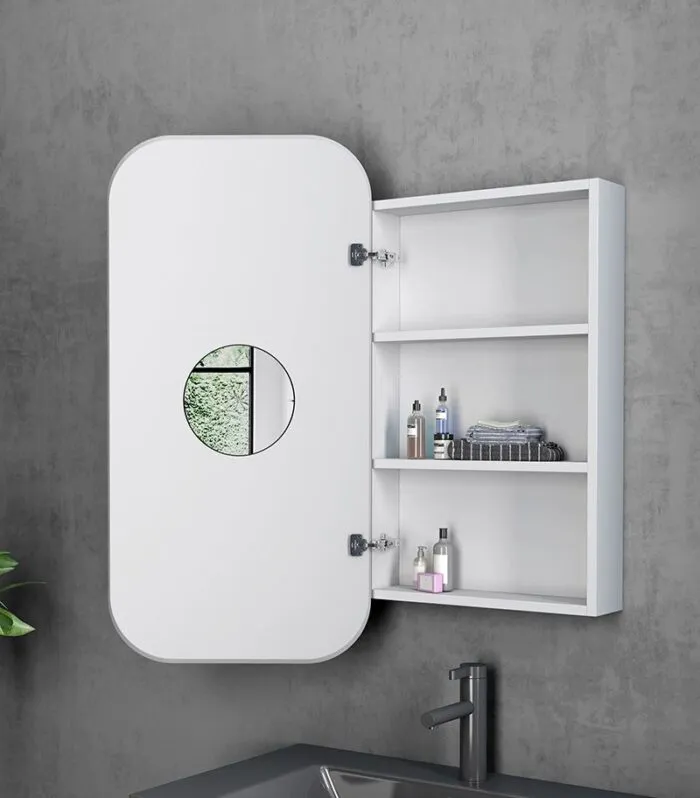 Newport 450x900mm Shaving Cabinet - Matte White Interior