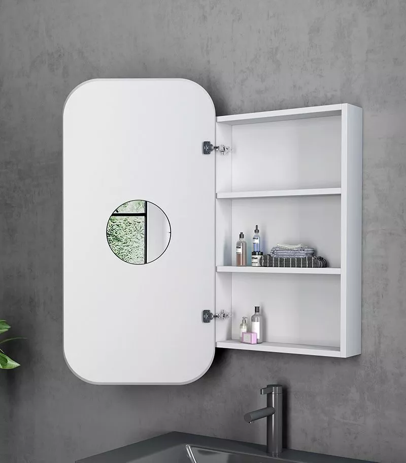 Newport 450x900mm Shaving Cabinet - Matte White Interior