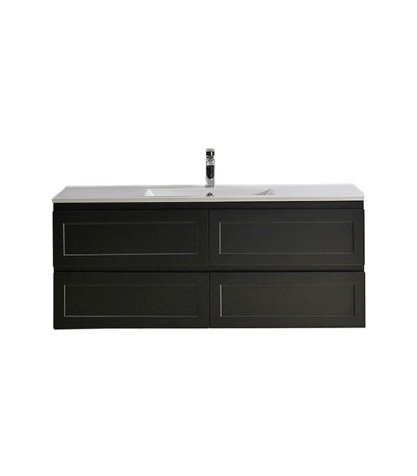 Fremantle Matt Black 1200mm Single Bowl PVC Wall Hung Vanity