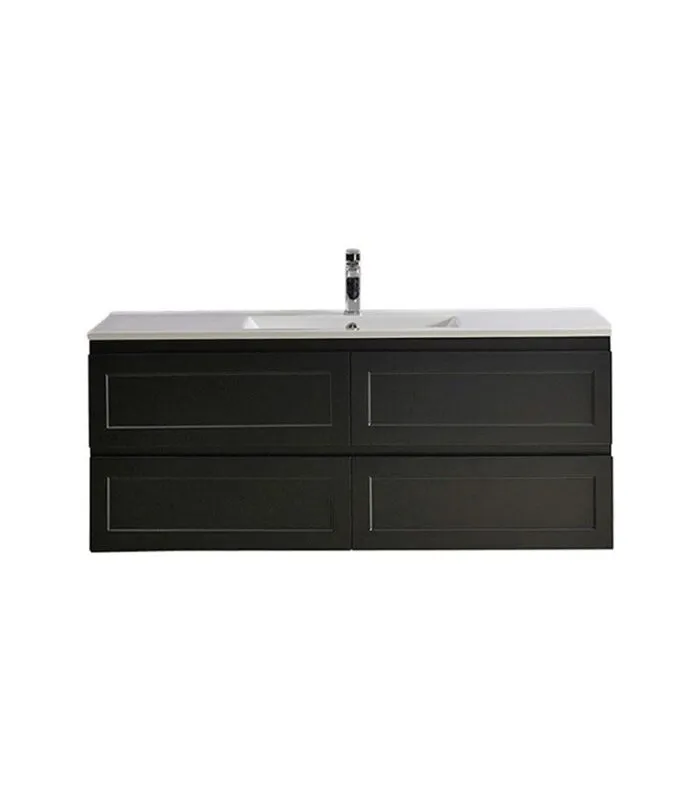 Fremantle Matt Black 1200mm Single Bowl PVC Wall Hung Vanity