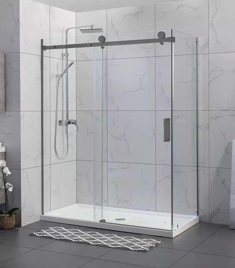Square & L-Shape Frameless Sliding Door Shower Screen – Gunmetal Fittings