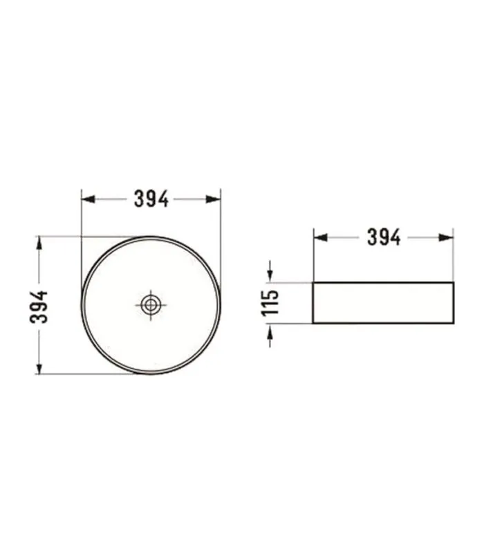 394 x 394 x 115mm Gloss Calcutta Marble Look Round Ceramic Basin