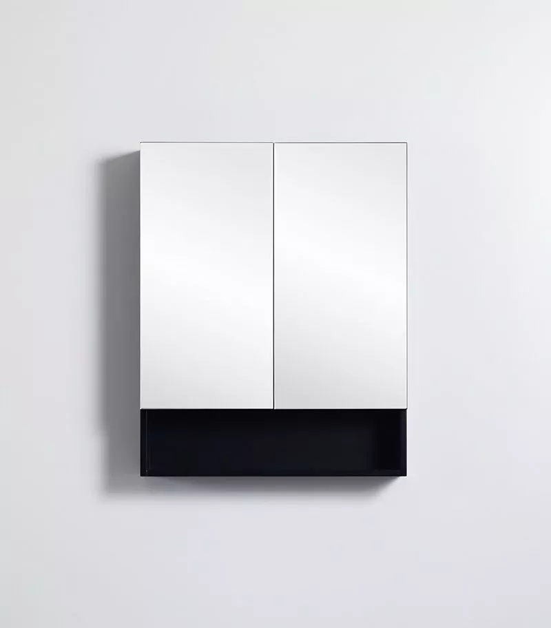 Fremantle Matt Black PVC 600mm X 750mm Shaving Cabinet