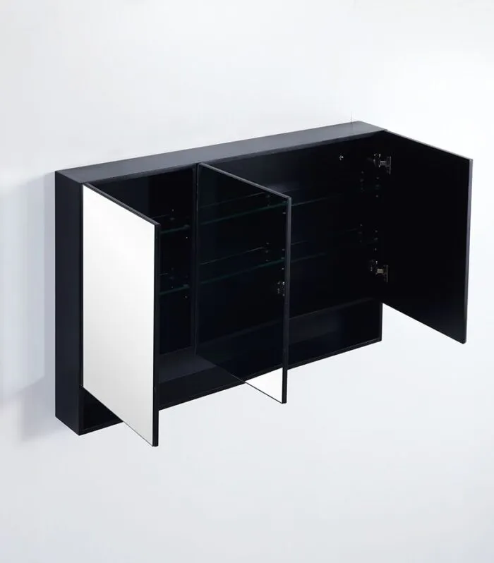 Fremantle Matt Black PVC 1200mm X 750mm Shaving Cabinet
