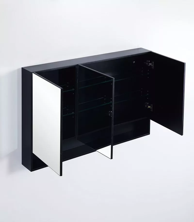 Fremantle Matt Black PVC 1200mm X 750mm Shaving Cabinet