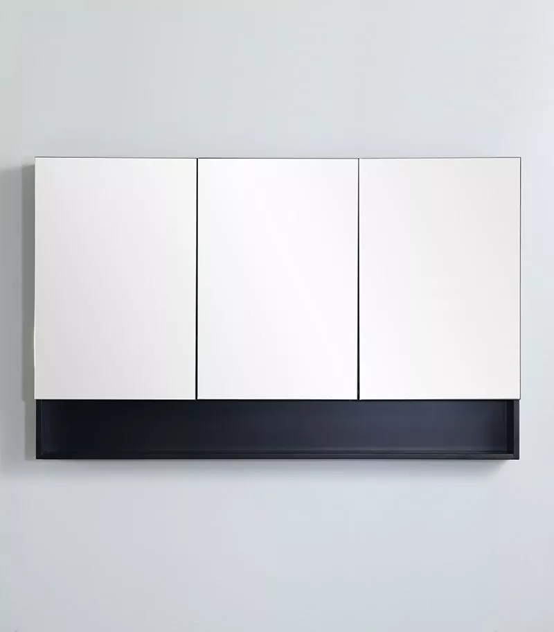 Fremantle Matt Black PVC 1200mm X 750mm Shaving Cabinet