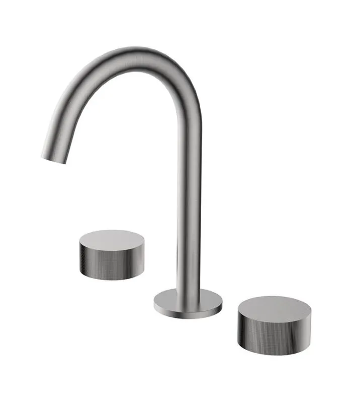 Qi Rund Brushed Nickel Basin Tap Set