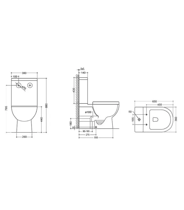 Bella Gloss White Rimless Flush Wall Faced Toilet Suite