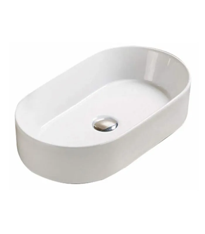Rosa 525mm Gloss White Oval Above Counter Ceramic Basin