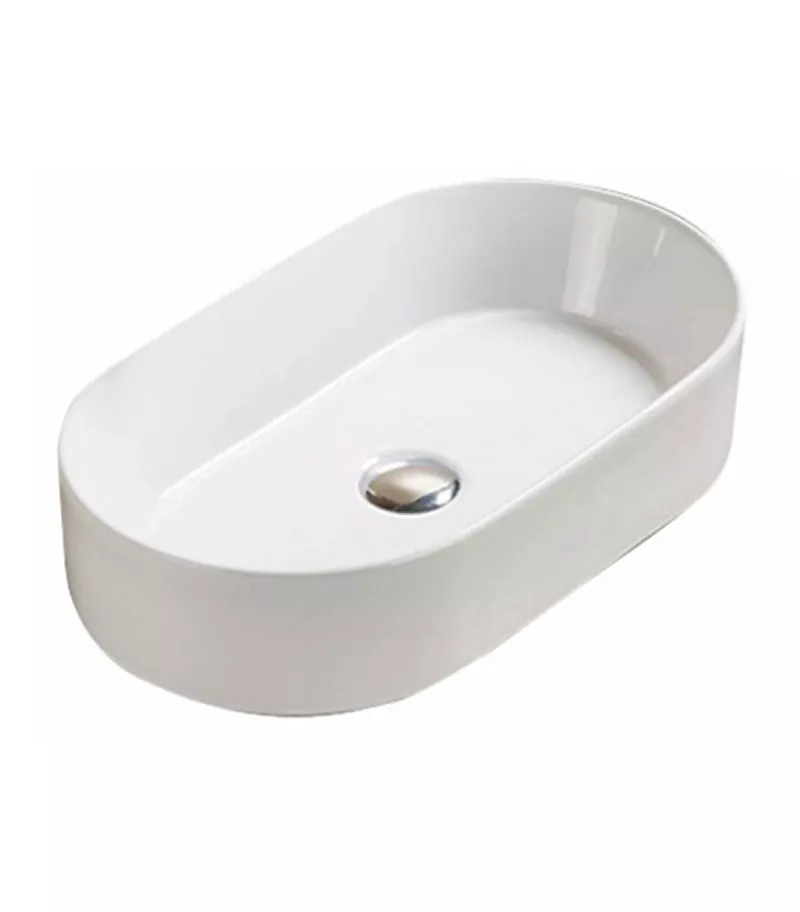 Rosa 525mm Gloss White Oval Above Counter Ceramic Basin