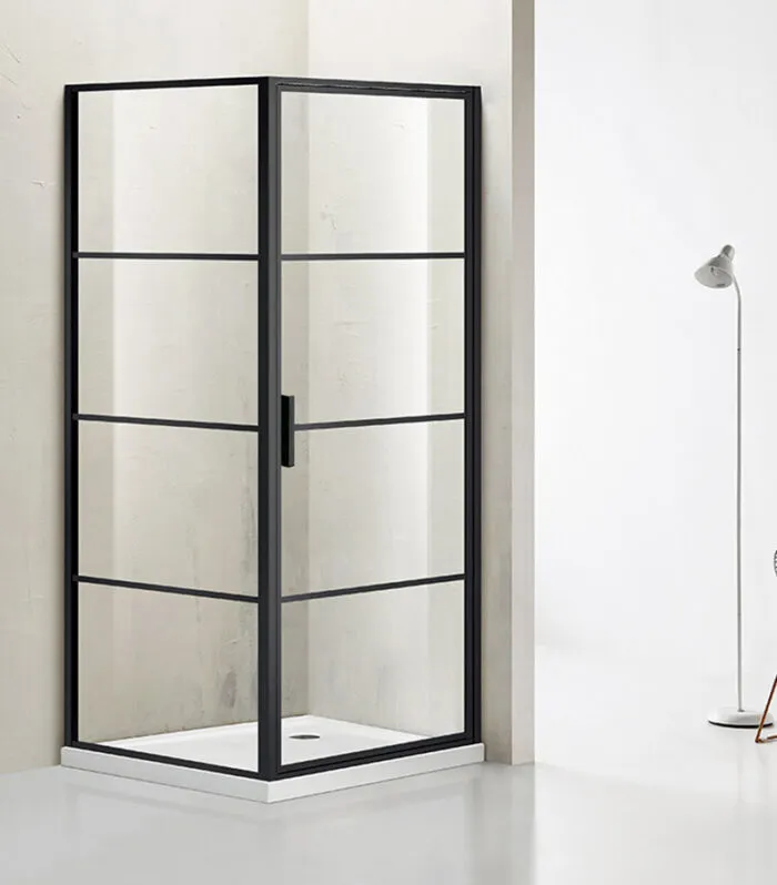 Milano Matt Black Framed Pivot Door Square Shower Screen
