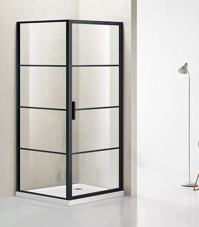 Milano Matt Black Framed Pivot Door Square Shower Screen