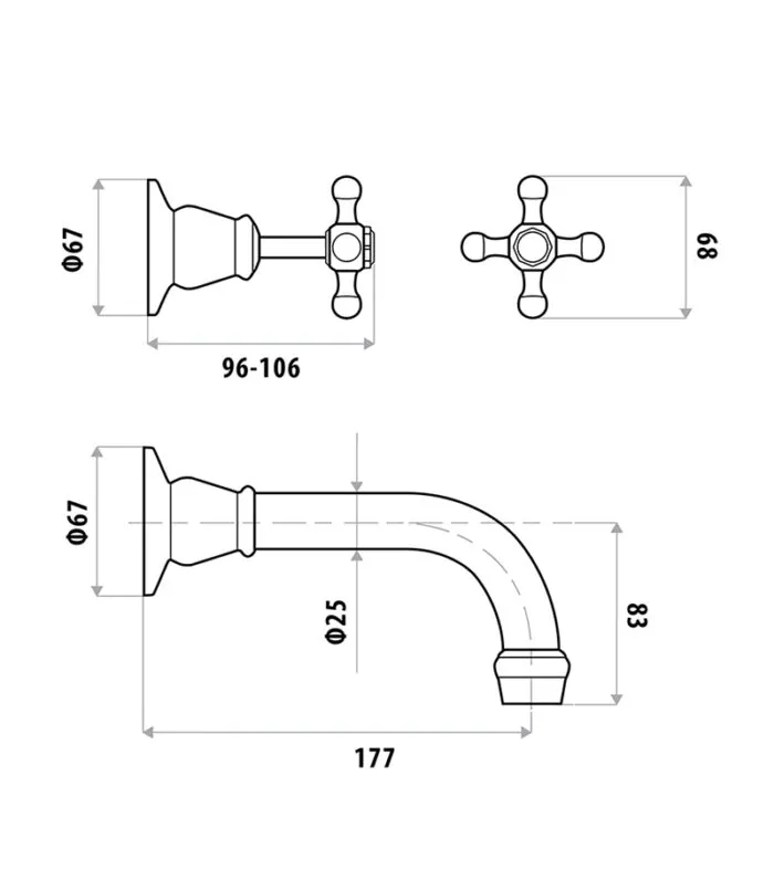 Specification For Noosa Heritage Bath Tap Set