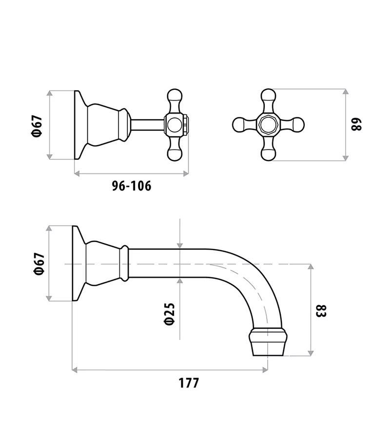 Specification For Noosa Heritage Bath Tap Set