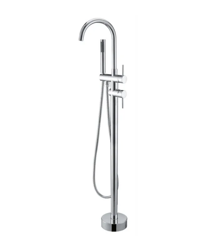 Lucid Round Freestanding Bath Mixer Set - Chrome