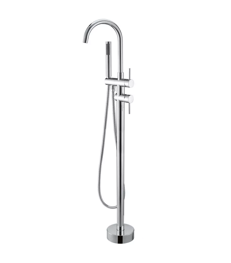 Lucid Round Freestanding Bath Mixer Set - Chrome