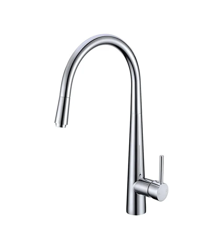 Lucid Round Gooseneck Pull Out Kitchen Mixer - Chrome