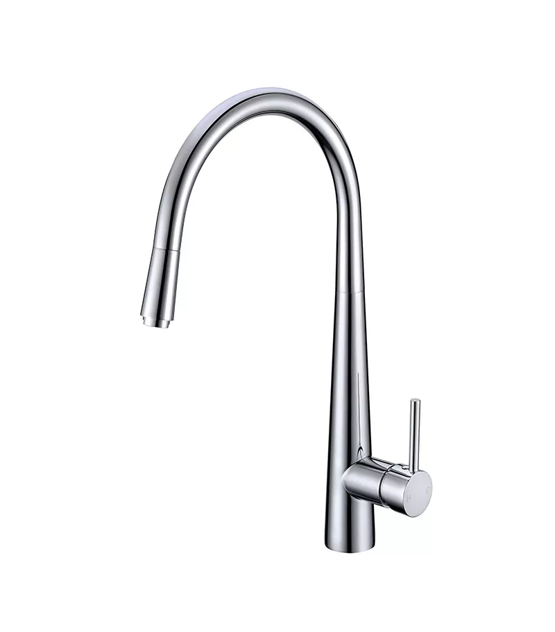 Lucid Round Gooseneck Pull Out Kitchen Mixer - Chrome