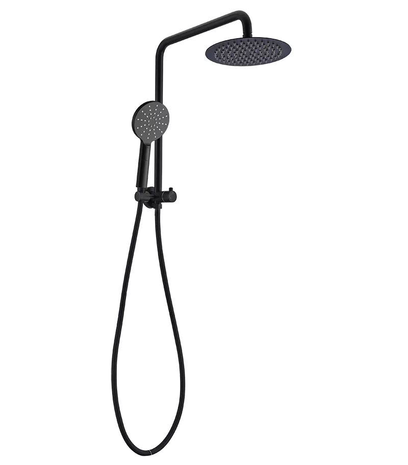 BK Rund Matt Black Round Twin Shower No Rail