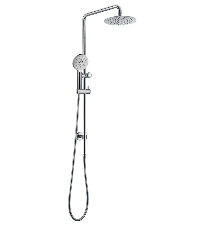 BK Rund Chrome Round Twin Shower On Rail