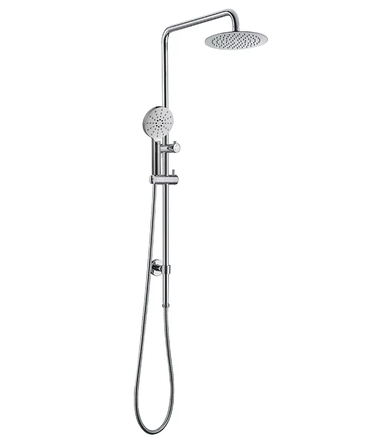 BK Rund Chrome Round Twin Shower On Rail